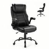 Garvee Chaise de Bureau Grande Taille 181,4kg, Ergonomique avec Support Lombaire et Appui-Tête Ajustable, Cuir PU Résistant, Pivotante 360°, Noir - Noir