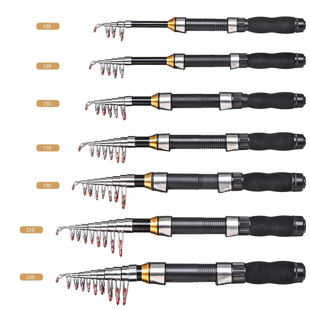 Canne à pêche télescopique Garvee 1,0 m-2,3 m en fibre de verre, légère et robuste, avec anneaux à rouleaux en céramique, pour la pêche au bar et à la truite, compacte et portable.