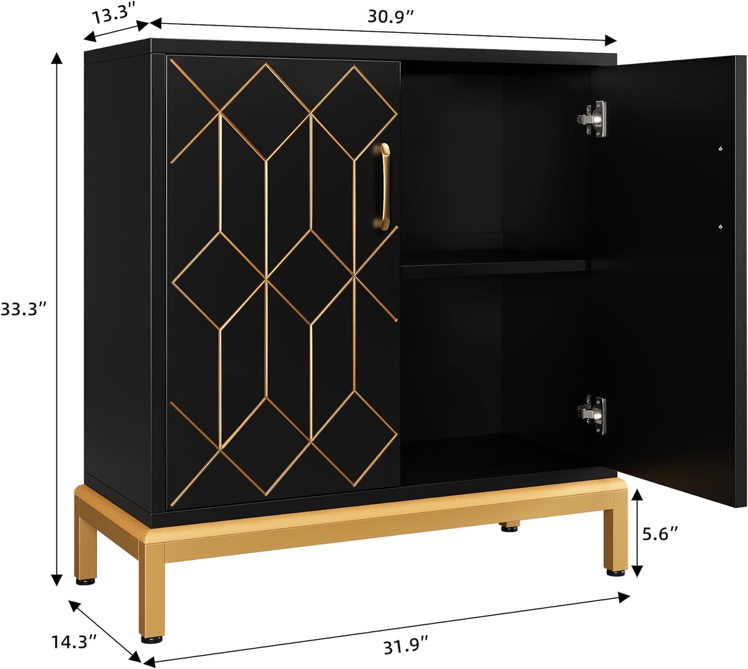 Buffet Garvee avec rangement, étagères réglables, métal, résistant aux rayures et imperméable, noir, pour cuisine et salle à manger, 78,5 cm x 36,3 cm x 84,6 cm