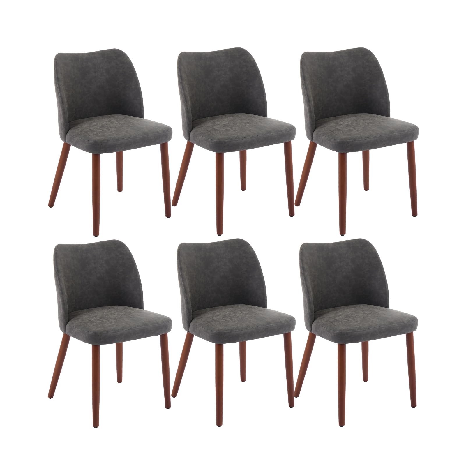 Chaises de salle à manger Garvee, lot de 2, revêtement en tissu et pieds en bois, pour restaurant/café, hauteur 78 cm, style moderne mi-siècle, gris
