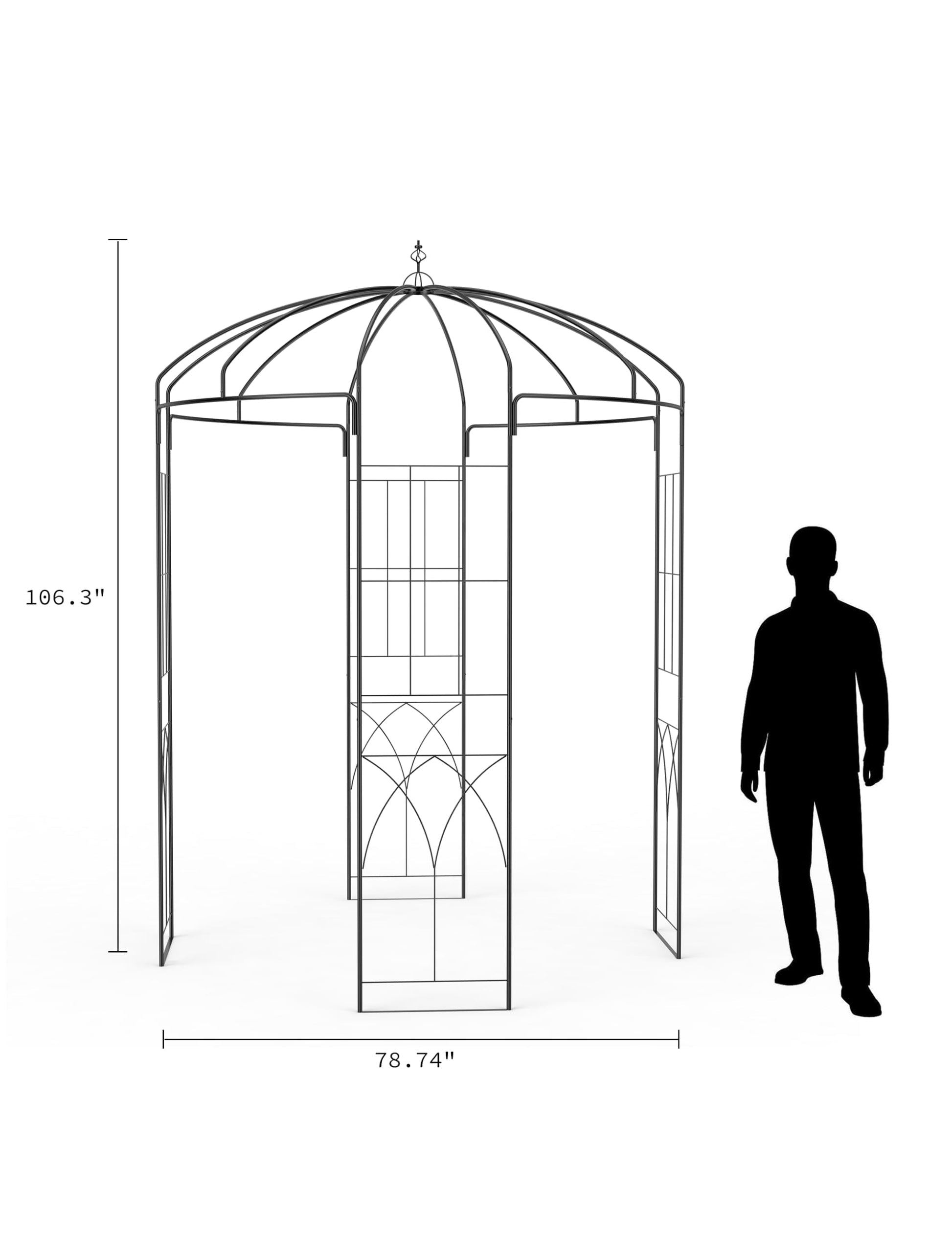 Arche de jardin Garvee Birdcage, 2,7 m, en acier résistant aux intempéries, support pour plantes grimpantes, pergola en métal noir pour mariage, jardin ou terrasse.