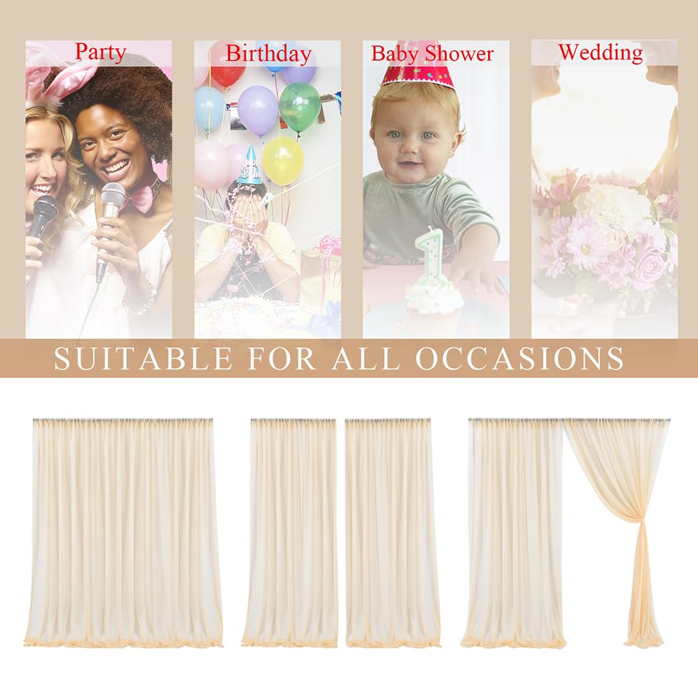 Rideau de fond amovible Garvee pour la photographie sur scène, mariage et fête, 1,5 m x 2,4 m, couleur champagne