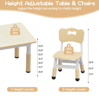 Ensemble table et 4 chaises pour enfants Garvee, hauteur réglable, plateau à motifs graffiti, pieds antidérapants, table d'activités artistiques et manuelles pour la maison et la garderie