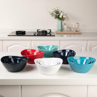 Ensemble de 4 grands bols ovales en porcelaine Garvee de 1,25 L (42 oz), 20 cm (8 po), blancs, empilables de façon ergonomique pour la cuisine et la table.