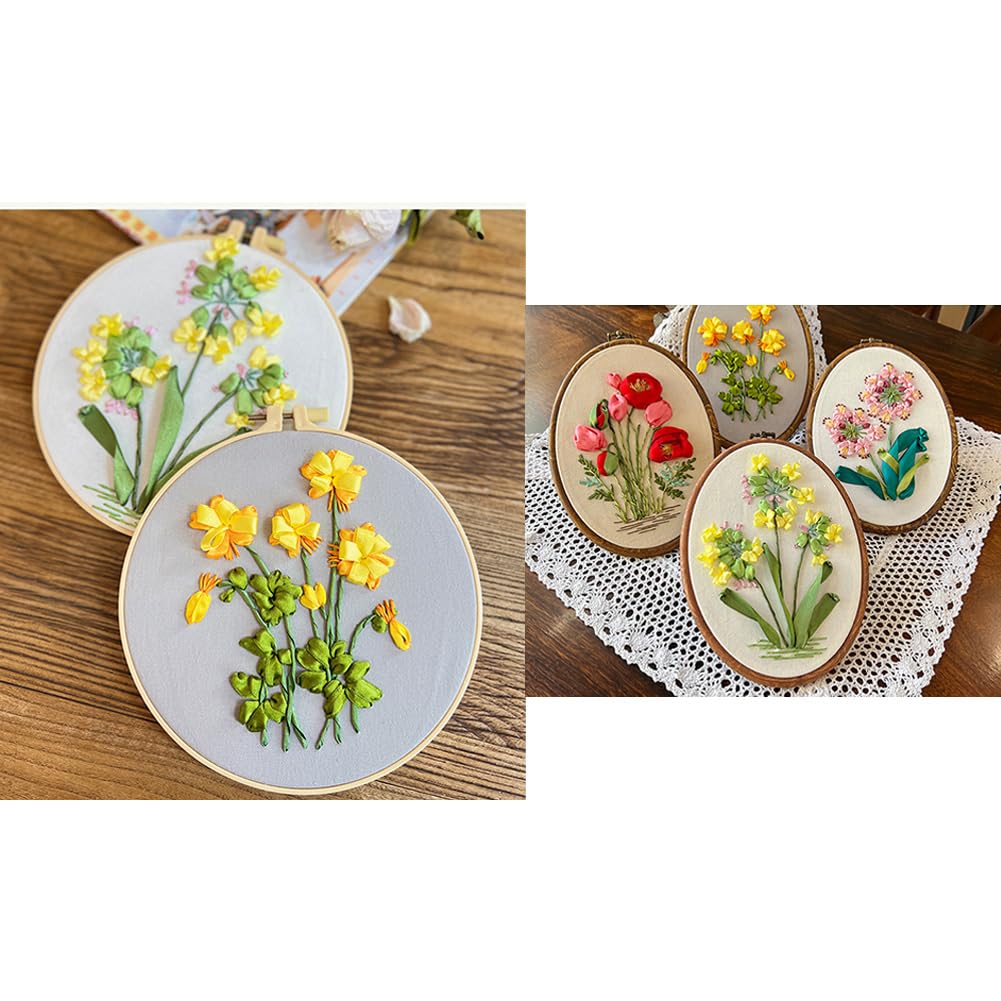 Kit de broderie Garvee pour débutants avec ruban 3D, tambour à broder et aiguille pour loisirs créatifs, cadeau idéal, coton, espagnol, ensemble créatif