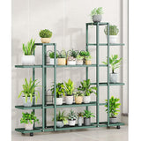 Étagère d'angle Garvee pour plantes, avec roulettes, en fer robuste et étanche, pour salon, balcon ou jardin, noir. - Modèle de fil vert H9037
