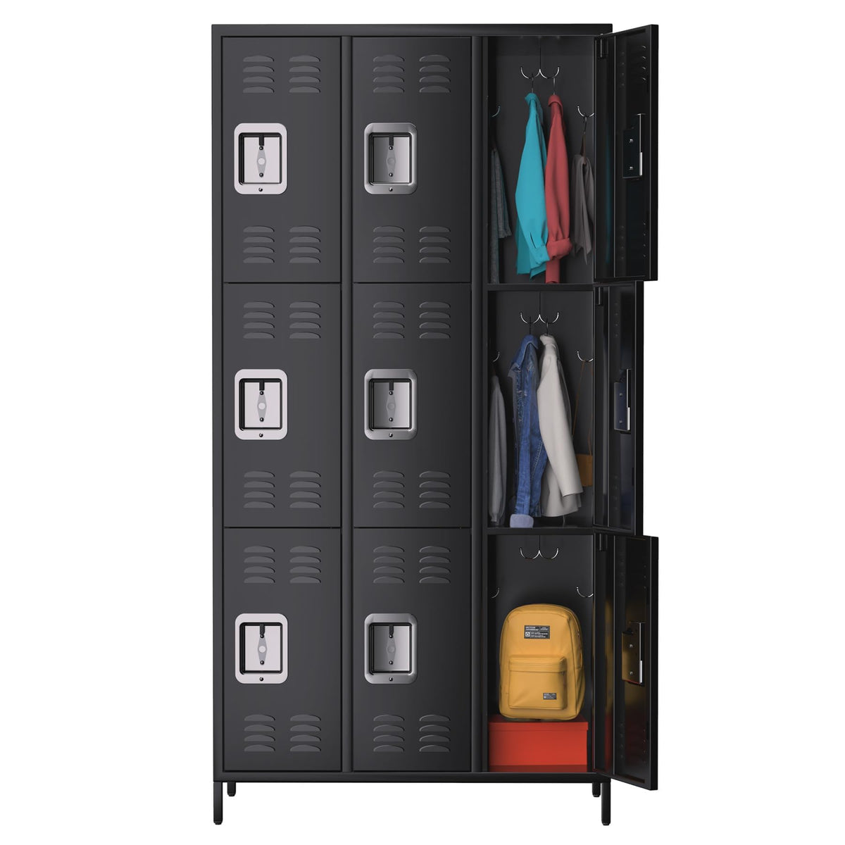 Garvee armoire de rangement métallique à 9 portes et 18 crochets, revêtement en poudre, pour le bureau, l'école, la salle de sport ou le garage