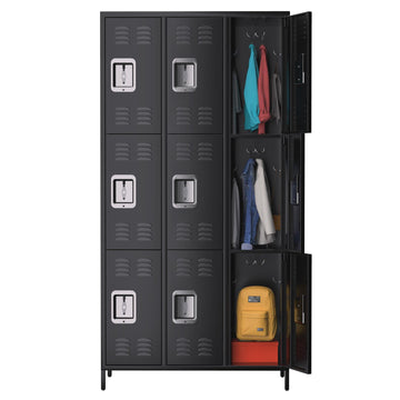 Garvee armoire de rangement métallique à 9 portes et 18 crochets, revêtement en poudre, pour le bureau, l'école, la salle de sport ou le garage
