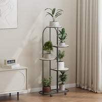 Garvee Support pour plantes d'intérieur à 4 roulettes, 5 niveaux, en métal noir, pour salon et balcon, mobile, stable, à monter soi-même