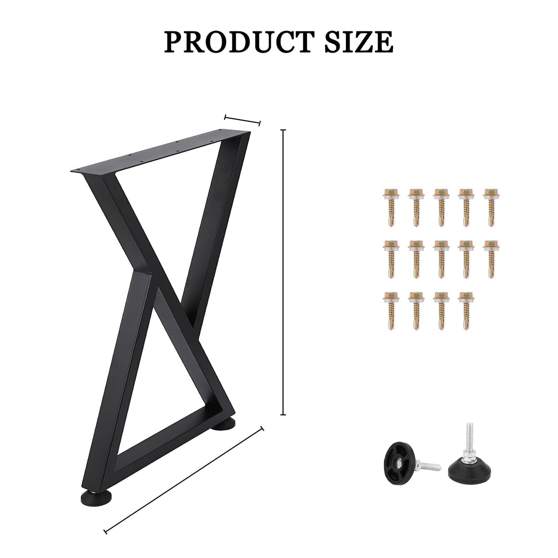 Garvee Lot de 2 pieds de table en X en acier carbone, 40 × 48 cm, style industriel, réglables, protection sol, haute résistance et stabilité