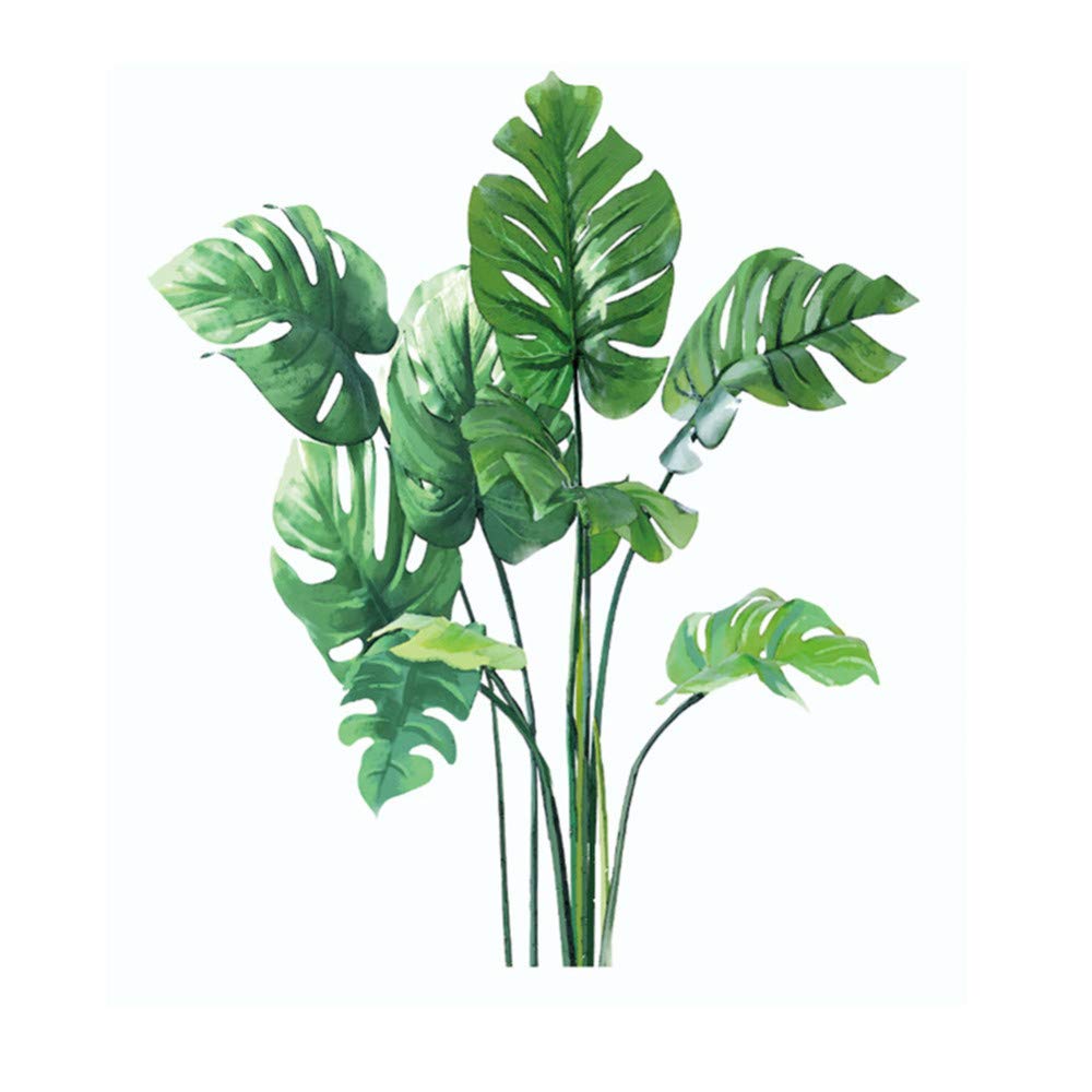 Stickers muraux décoratifs Garvee Plantes Tropicales 30 x 90 cm, vinyle vert, pour salon, chambre, cuisine, salle de bain