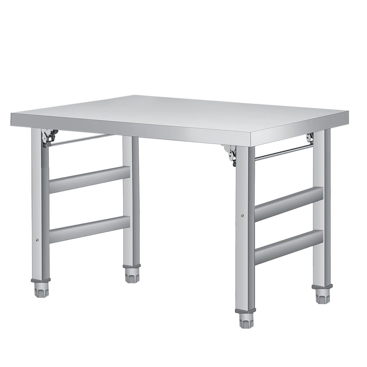 Garvee Table pliante 91×61cm en acier inoxydable avec étagère inférieure réglable pour cuisine, atelier, garage, dimensions 91cm, acier inoxydable