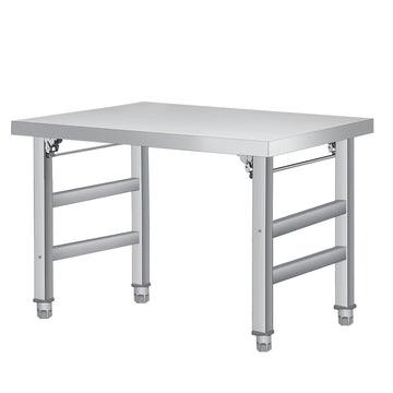 Garvee Table pliante 91×61cm en acier inoxydable avec étagère inférieure réglable pour cuisine, atelier, garage, dimensions 91cm, acier inoxydable