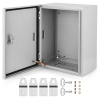 Boîtier électrique extérieur Garvee 40,6 x 30,5 x 20,3 cm (16 x 12 x 8 pouces) NEMA 4X, étanche IP66, en acier, pour l'industrie et la construction, gris.