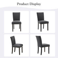 Ensemble de 2 chaises de salle à manger Garvee, revêtues de tissu et décorées de clous décoratifs. Ergonomiques et robustes, elles sont en bois d'hévéa gris foncé et conviennent aussi bien à la salle à manger qu'au salon.