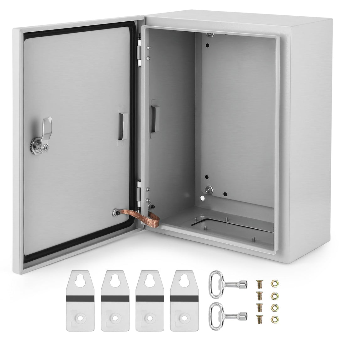 Garvee Boîte électrique extérieure 40,6 x 30,5 x 15,2 cm en acier NEMA 4X IP66 étanche à l'eau et à la poussière avec serrure et plaque de montage
