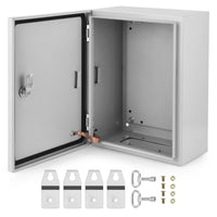 Boîte électrique extérieure Garvee 16x12x6 en acier NEMA 4X IP66 étanche à l'eau et à la poussière avec serrure et plaque de montage pour projets électriques