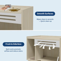 Bac à litière Garvee Hideaway avec ventilation, porte à charnières, en bois, idéal pour le salon et la chambre, design moderne, contrôle des odeurs, nettoyage facile