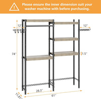 Étagère Garvee de 71 cm (28 po) à poser au-dessus de l'évier, 5 niveaux, hauteur réglable, double couche de bois, structure en acier, antirouille, idéale pour les petits espaces, marron