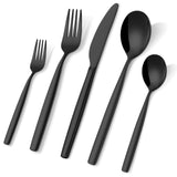 Garvee Set De Couverts 30 Pièces Noir Mat En Acier Inoxydable Épais Pour Maison Et Restaurant - 