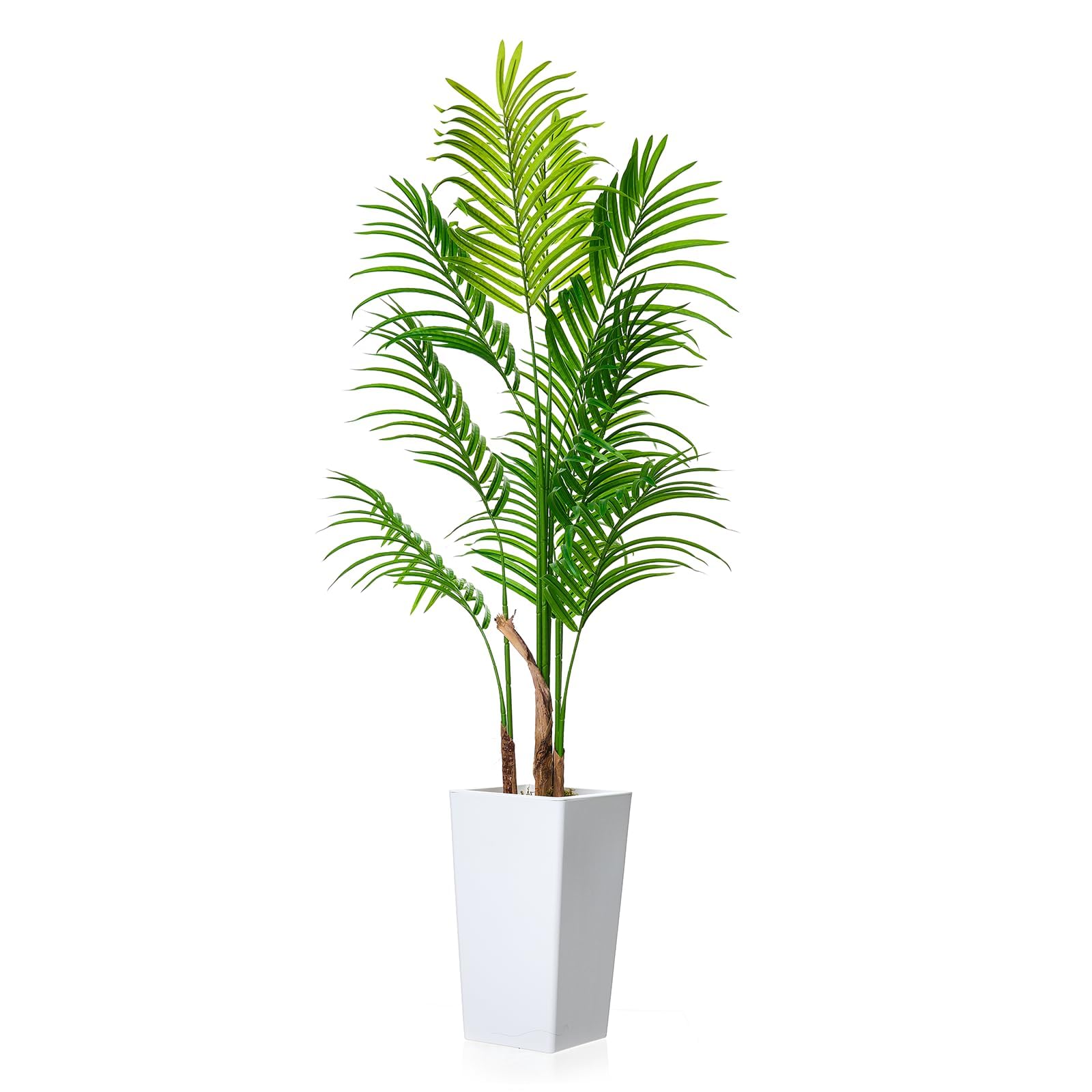 Palmier artificiel Areca Garvee de 1,46 m avec pot blanc haut, feuilles réalistes, PEVA imperméable, décoration intérieure pour salon ou bureau