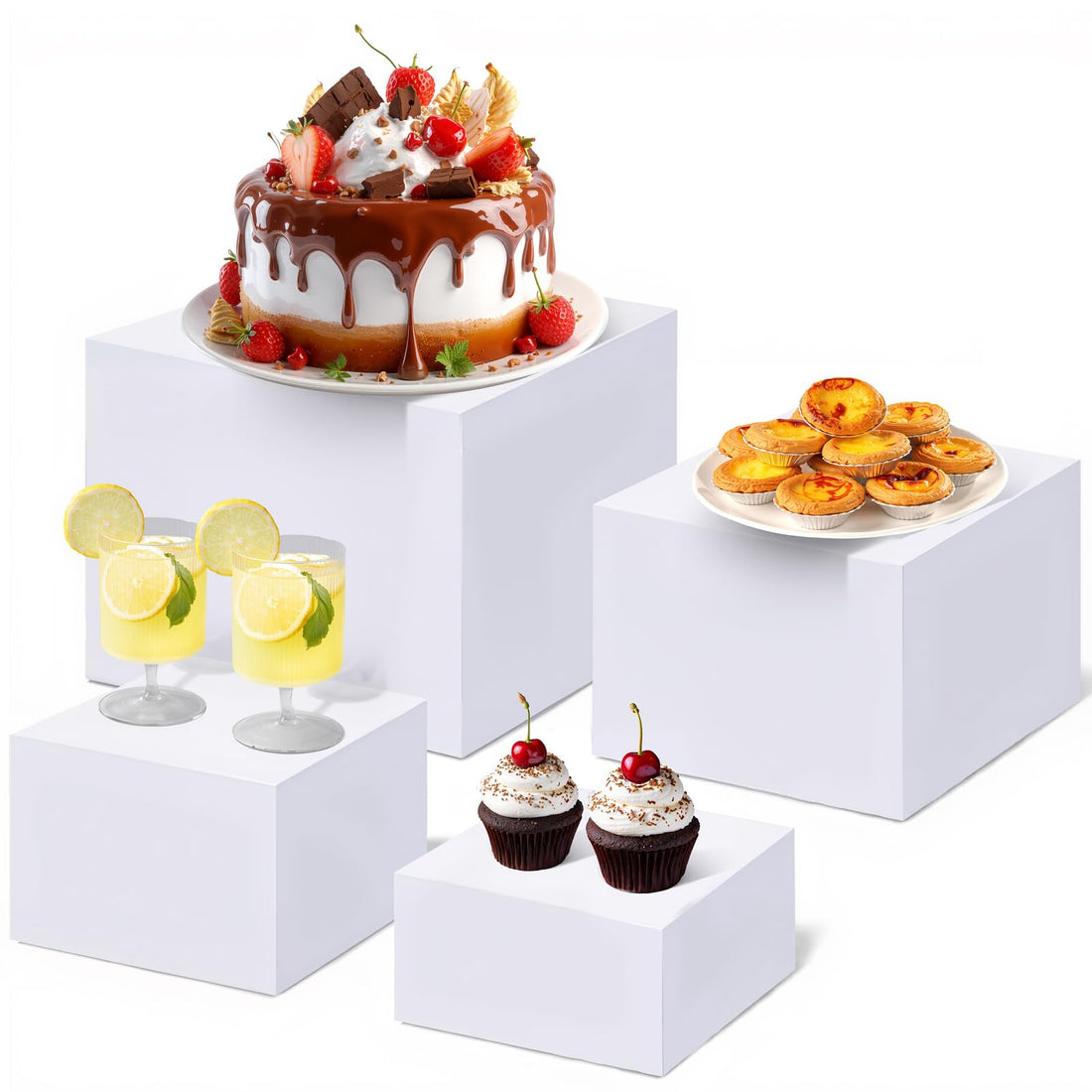 Présentoirs à buffet Garvee en acrylique blanc, empilables et stables, pour présentation d'aliments lors de fêtes et mariages (7-10 pouces).
