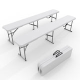 Garvee banc pliant portable en plastique PEHD blanc, stable et résistant aux intempéries, pour pique-niques et activités sportives en extérieur