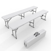 Garvee banc pliant portable en plastique PEHD blanc, stable et résistant aux intempéries, pour pique-niques et activités sportives en extérieur