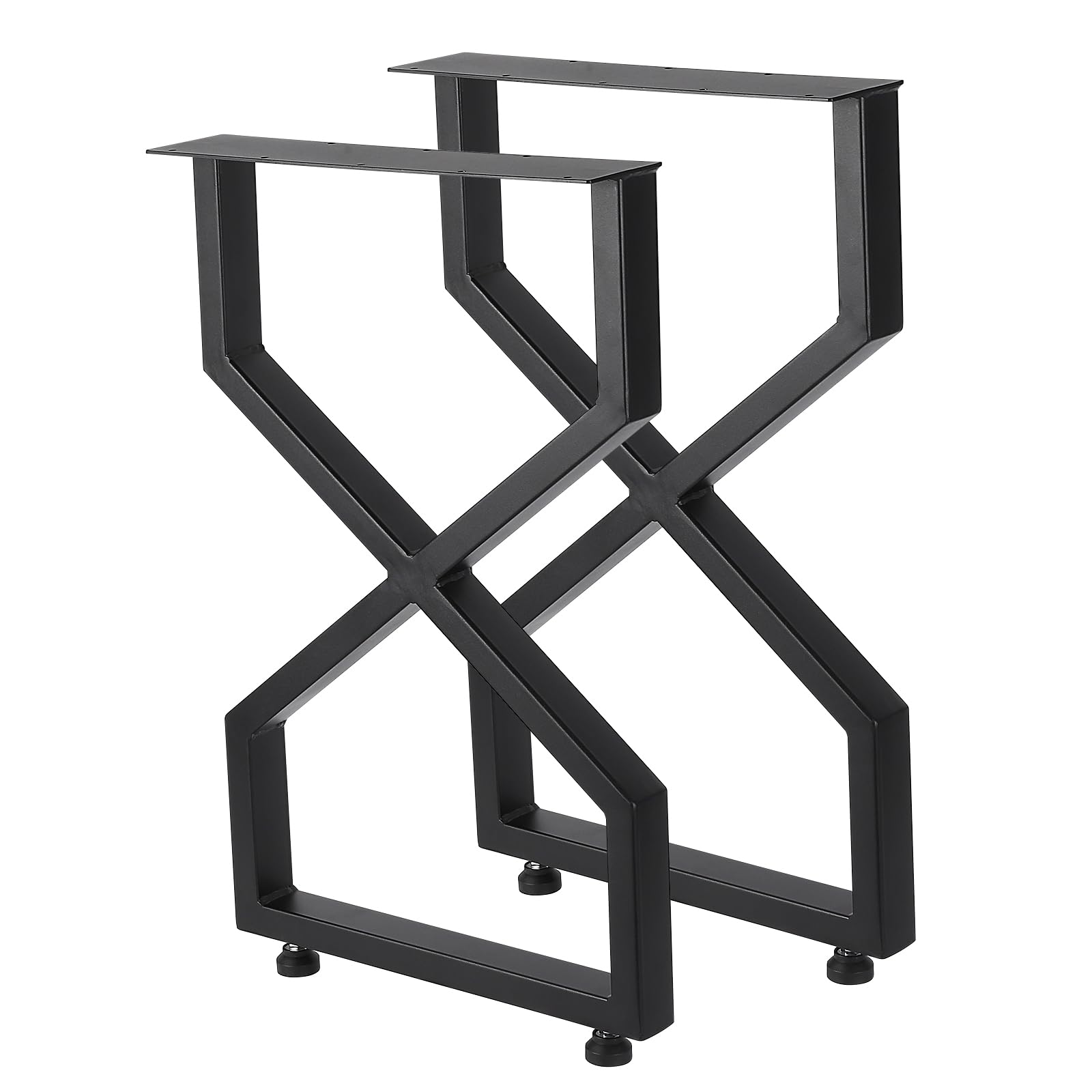 Pieds de table en métal Garvee 28 po x 17,7 po, robustes, style industriel rustique, en fer forgé, réglables, noirs