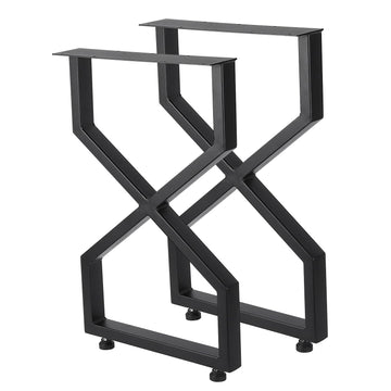 Pieds de table en métal Garvee 28 po x 17,7 po, robustes, style industriel rustique, en fer forgé, réglables, noirs