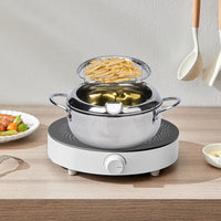 Friteuse Garvee en acier inoxydable 304, panier d'égouttage, compatible induction, finition polie miroir, contrôle de la température, cuisson saine, friture.