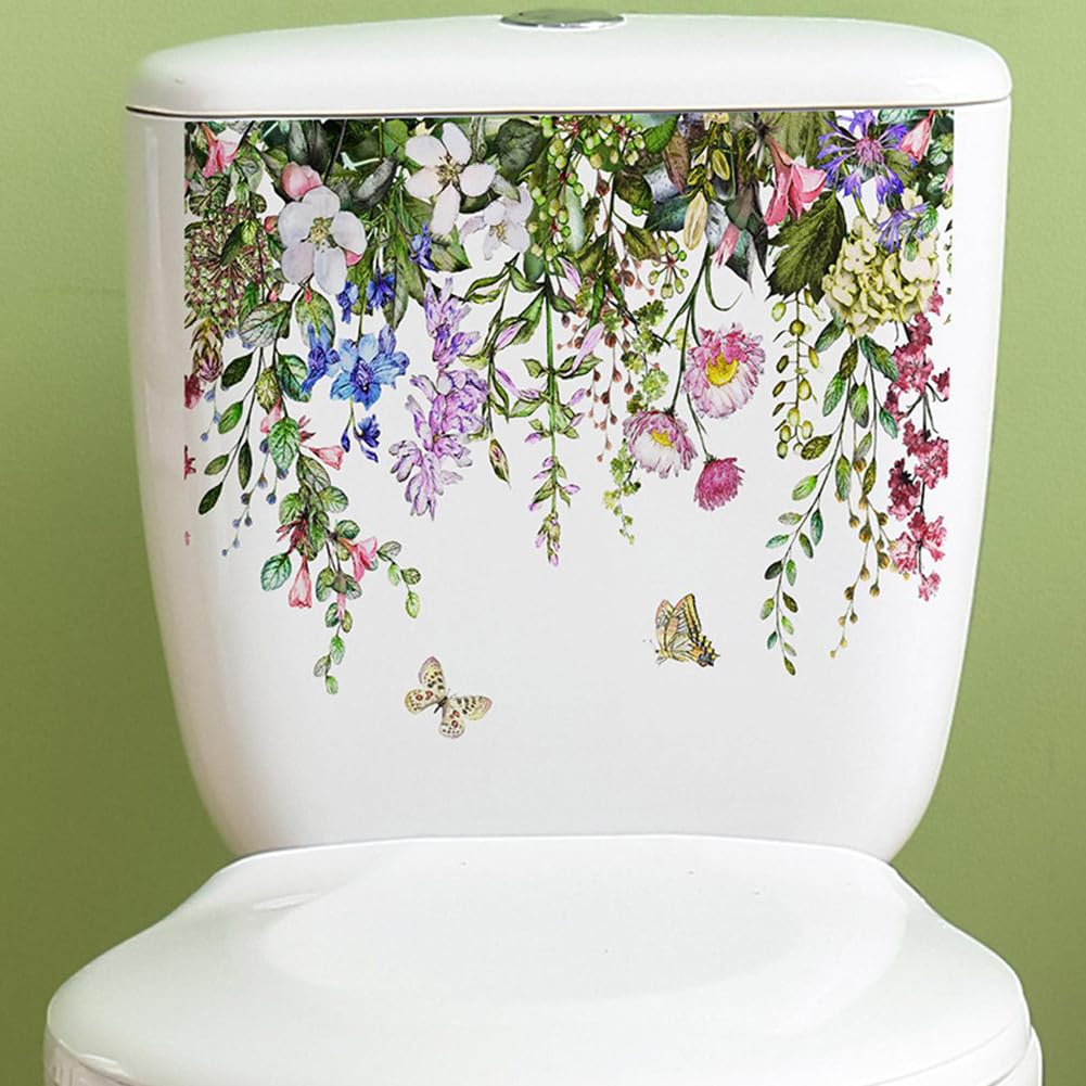 Garvee Autocollants pour siège de toilette, motif feuilles vertes, 29 × 22 cm, pour salle de bain