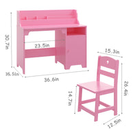 Bureau enfant Garvee avec chaise, en bois, ergonomique et stable, pour chambre/bureau d'enfant, 3-12 ans