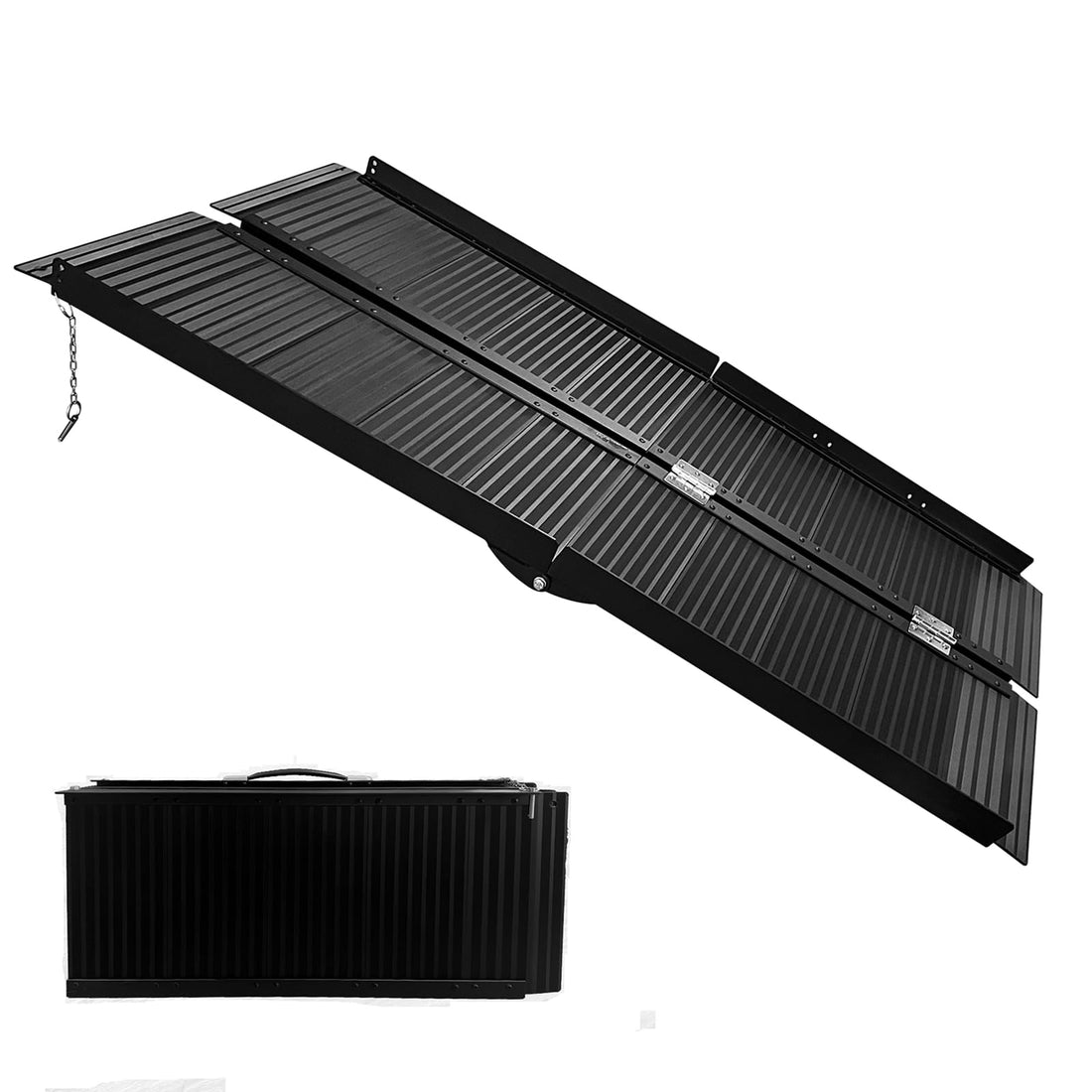 Garvee Rampe d’accès pliable en aluminium 183 × 74 cm, portable avec poignée, portes et escaliers, noire