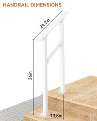 Garvee Main Courante Blanche pour Escalier 2 Marches, Rampe Réglable et Antidérapante, Structure Robuste pour Entrée, Porche et Zone de Passage