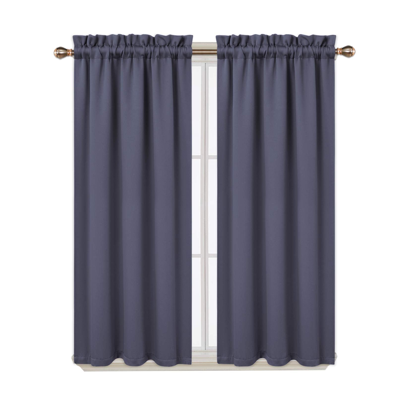 Cantonnières occultantes Garvee, lot de 2, pour fenêtres (salon, cuisine, chambre), 66 x 114 cm, gris foncé