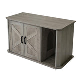 Garvee Meuble Enclos Litière Chat Caché Bois Double Portes Entrée Latérale Table d'Appoint Moderne 85 × 48 × 50 cm - Gris