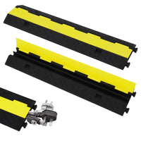 Ensemble de 3 pièces Garvee : rampe de protection de câbles à 2 canaux, capacité de charge de 11 000 lb, caoutchouc et PVC antidérapants pour parkings et chantiers de construction
