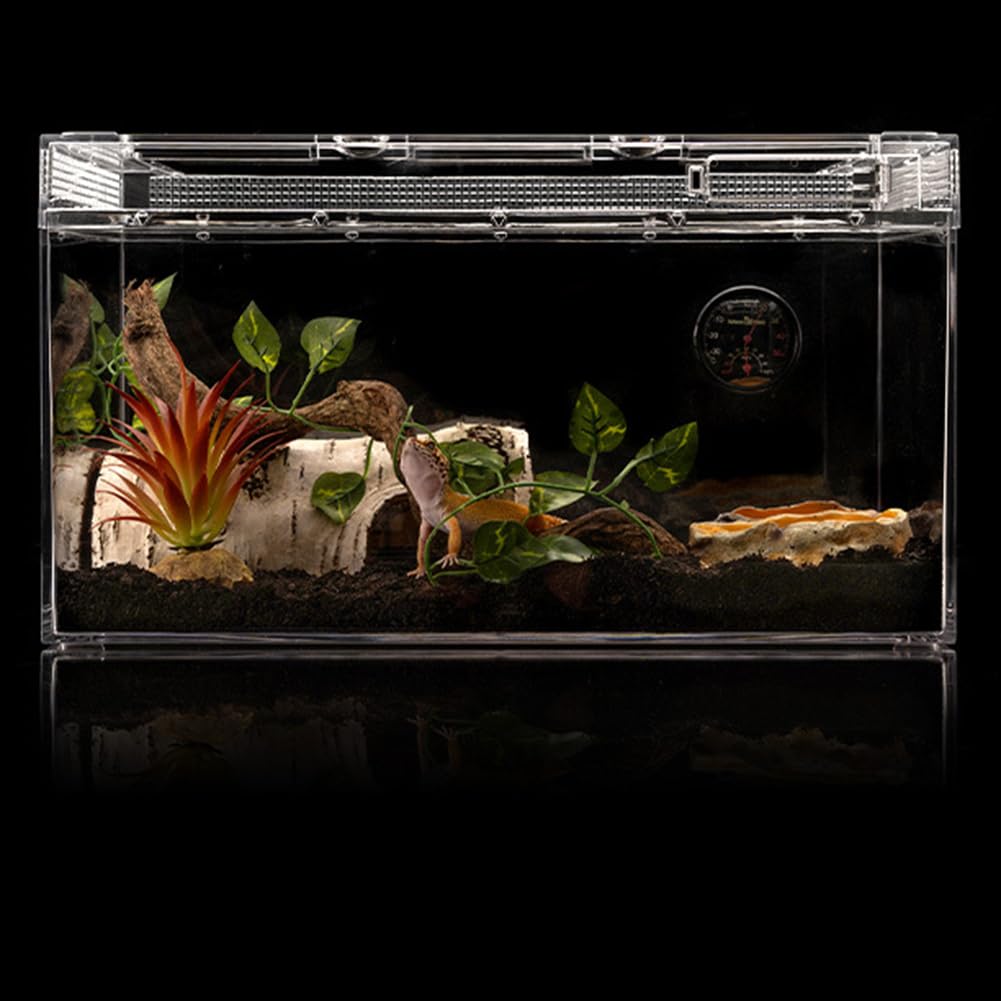 Cachette en résine Garvee pour reptiles, décoration d'aquarium, taille M, aspect bois, marron