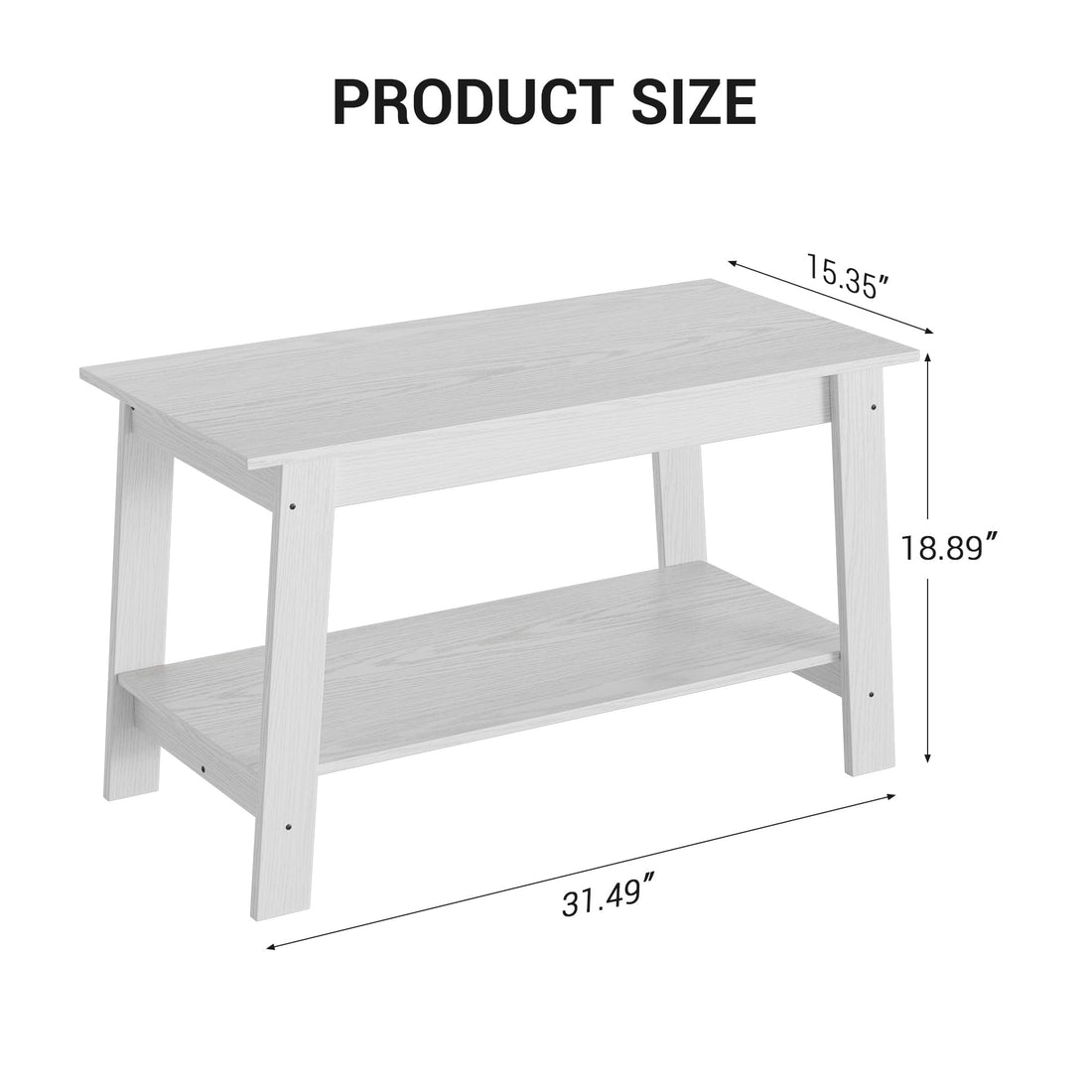 Garvee table basse 80 cm, style rustique moderne, 2 niveaux, bois blanc, rectangulaire, idéale pour salon, bureau ou chambre