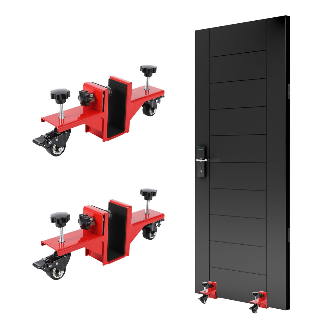 Kit d'installation de porte Garvee, 2 pièces, pour portes de 0 à 4,8 cm d'épaisseur, capacité de charge de 340 kg, acier Q235, rouge, usage commercial et résidentiel