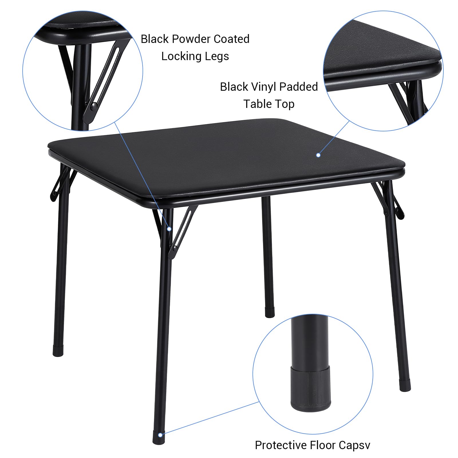 Ensemble table et chaises pliantes pour enfants Garvee, structure en métal, rembourrées, pliables pour manger et jouer, chambre d'enfant, multicolore