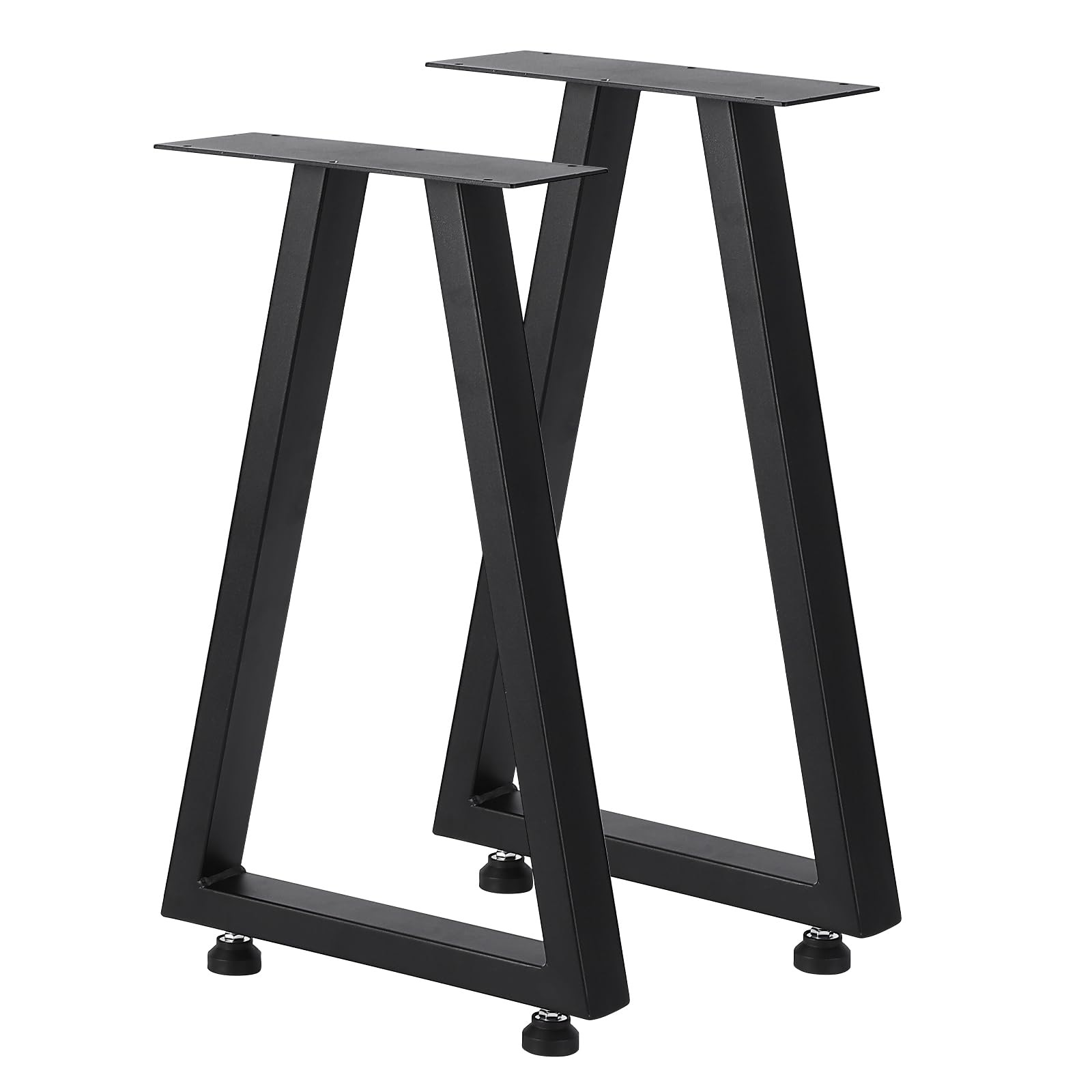 Pieds de table en métal Garvee 22 po x 14,8 po, robustes et réglables, style industriel rustique noir, pour tables de salle à manger et de jardin