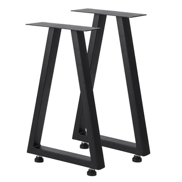 Pieds de table en métal Garvee 22 po x 14,8 po, robustes et réglables, style industriel rustique noir, pour tables de salle à manger et de jardin