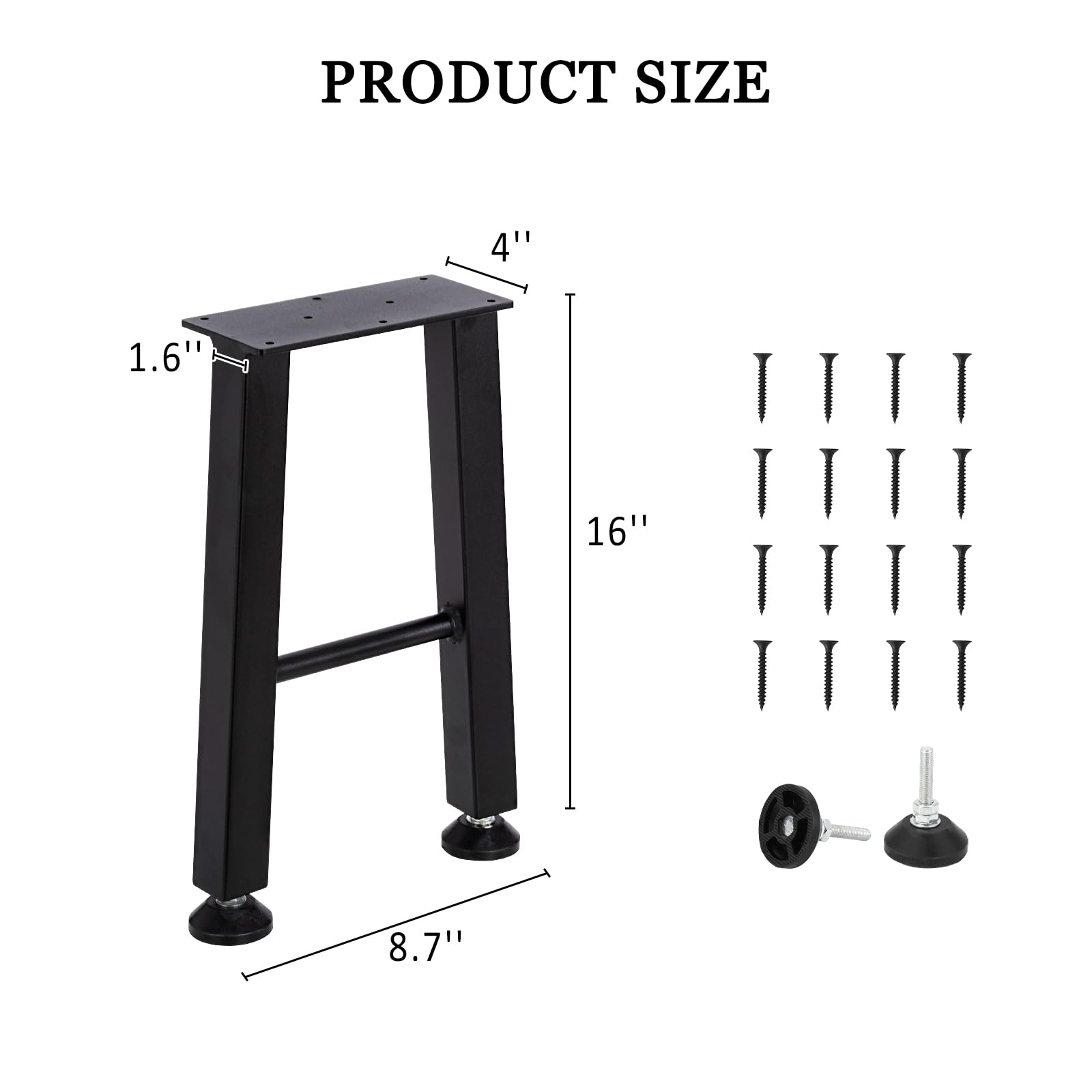 Pieds de table en métal en forme de X Garvee, hauteur 40,6 cm (16 pouces), acier, revêtement en poudre noir, stables et durables, à monter soi-même, pour une utilisation intérieure et extérieure.