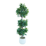 Garvee laurier artificiel 120 cm, feuilles effet soie, pot élégant, décoration intérieure, bureau et maison, vert - Blanc