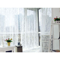 Garvee Rideau en dentelle florale, voile jacquard semi-transparent pour chambre ou salon, 145 × 150 cm, couleur crème