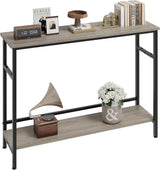 Garvee konsolentisch 2 étages avec étagère réglable métal robuste design industriel multifonction 100 × 23 × 80 cm salon et couloir - Gris