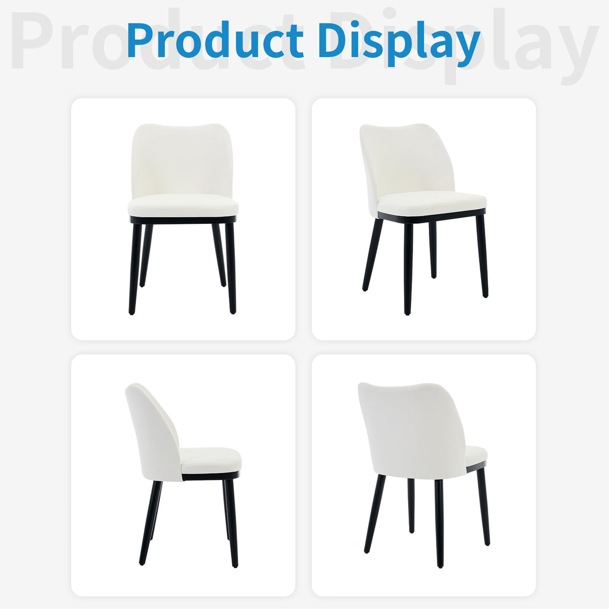 Ensemble de 2 chaises de salle à manger Garvee en lin, avec assises rembourrées et pieds en bois, pour cuisine et café, blanc cassé, revêtement ergonomique, style moderne