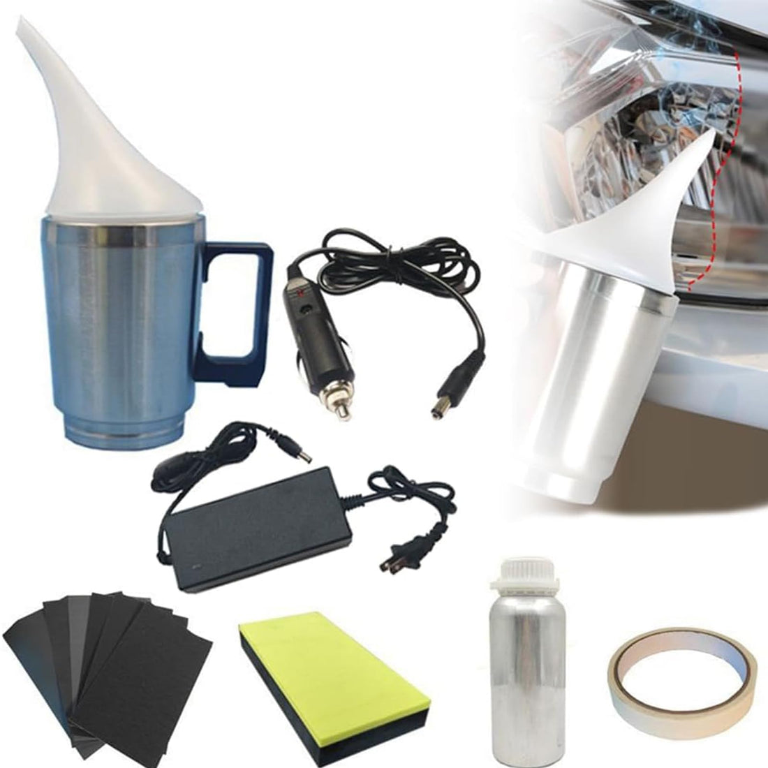 Kit de rénovation de phares Garvee avec coupelle d'atomiseur, technologie de vaporisation, 100 ml, pour phares de voiture, élimine le jaunissement, le voile et l'oxydation
